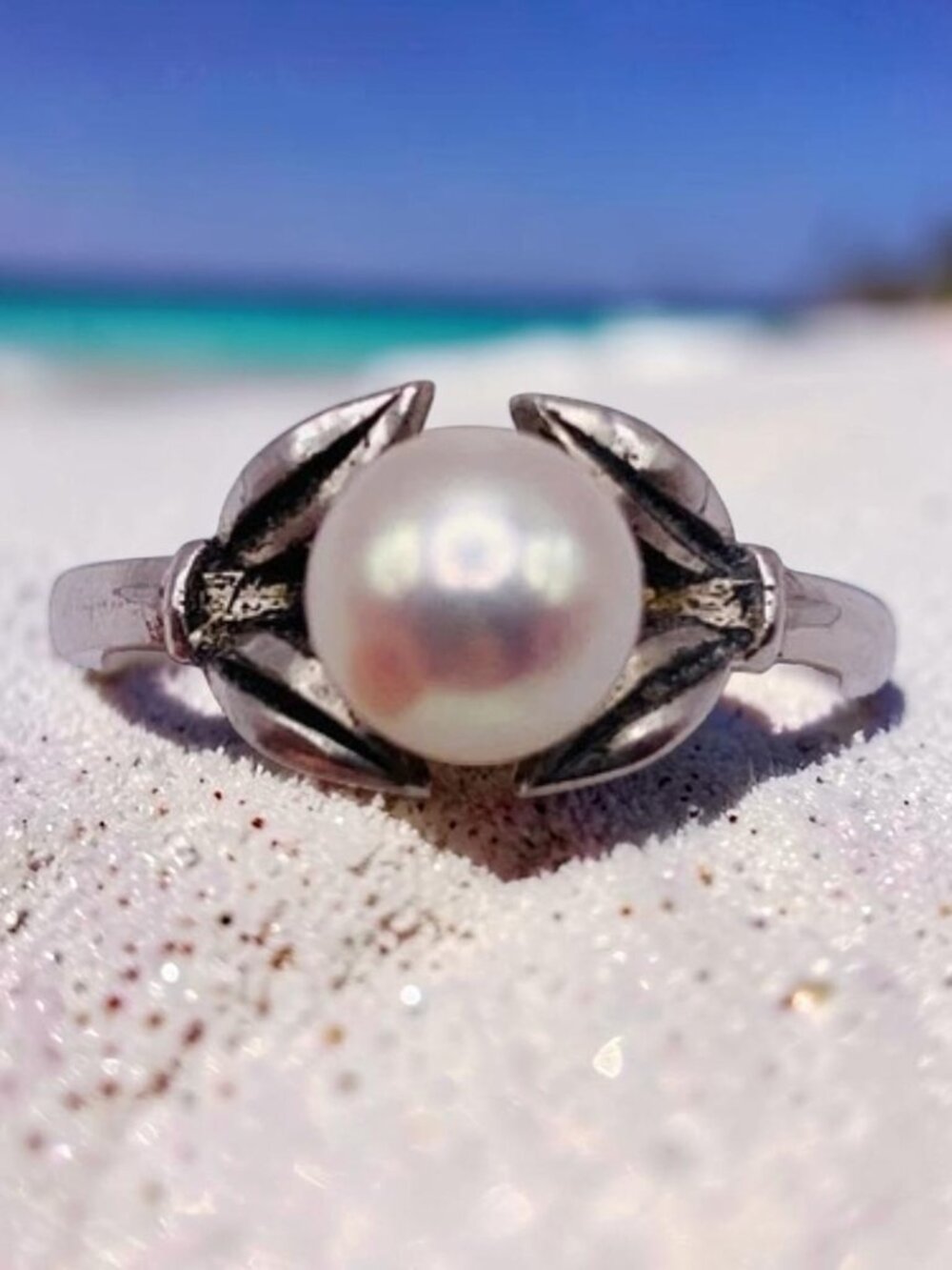 Vintage MIKIMOTO Sterling & White Pearl Ring, Size 5 1/4